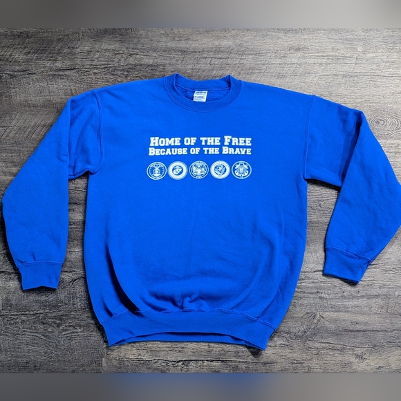 VTG 90s Home Of The Free Because Of The Brave Memorial Day Crewneck Sweatshirt M - Picture 1 of 8